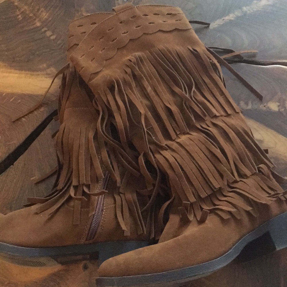 Adriana New York Layered Fringe Boots